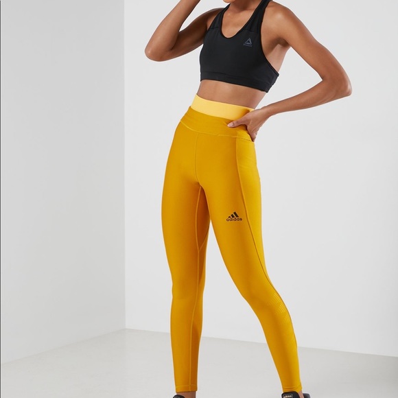 adidas | Pants u0026 Jumpsuits | Adidas Alphaskin Coldrdy Long Tights Yoga  Pants Lined Mustard Yellow High Rise | Poshmark